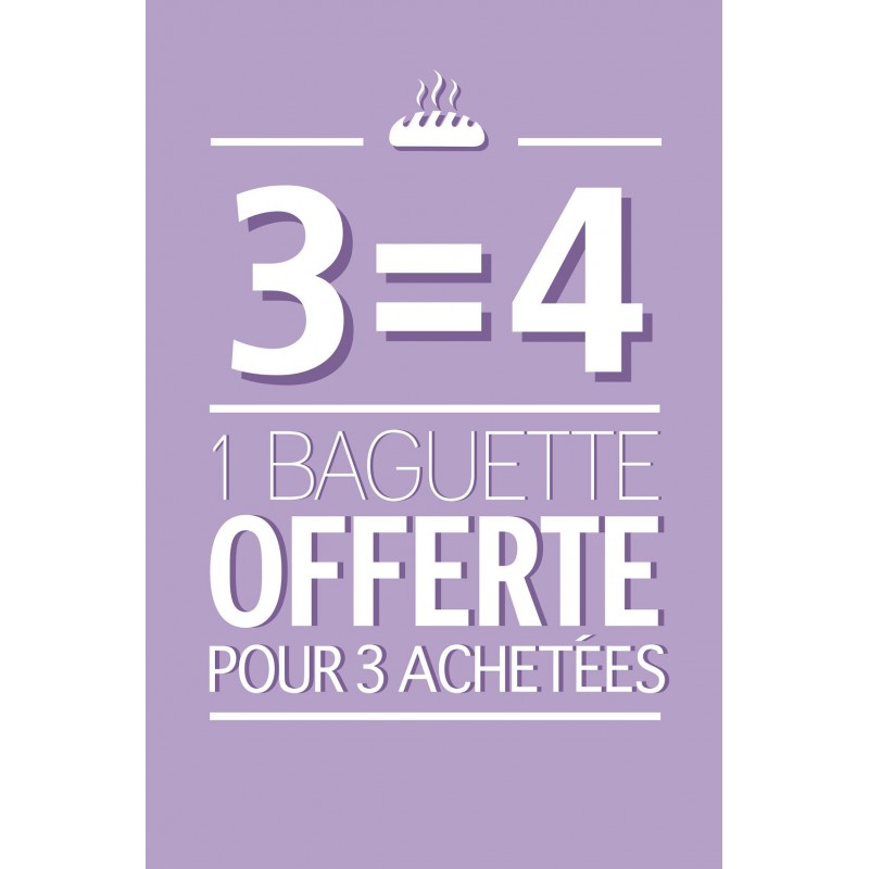 Affiche Boulangerie "3 achetées1 offerte"
