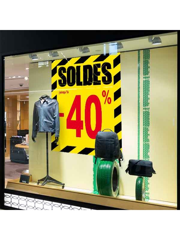 Affiche soldes -40 % "Thème Chantier"