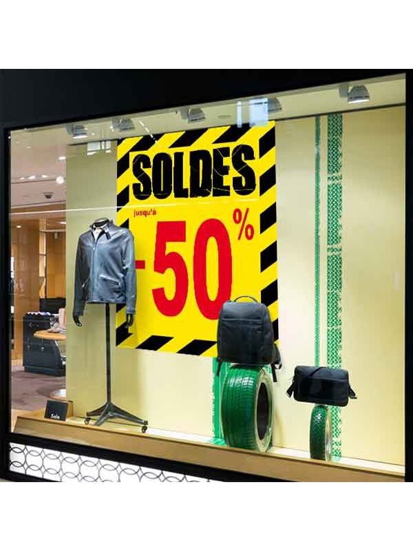 Affiche soldes -50 % "Thème Chantier"