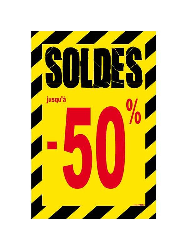 Affiche soldes -50 % "Thème Chantier"