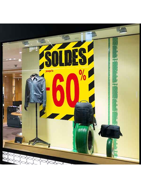 Affiche soldes -60 % "Thème Chantier"