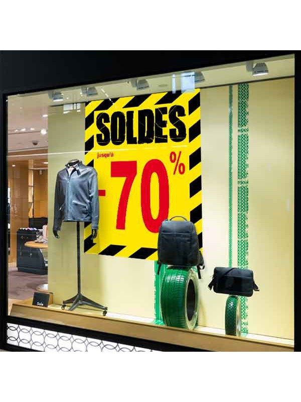 Affiche soldes -70 % "Thème Chantier"