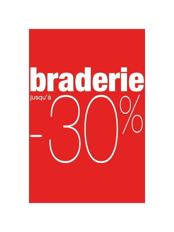 Affiche "braderie -30%" rouge
