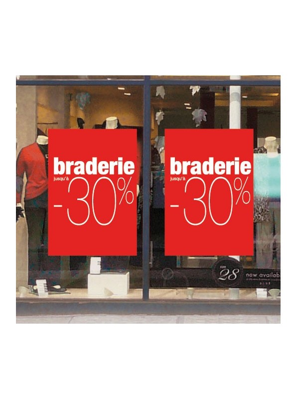 Présentation affiche "braderie -30%"