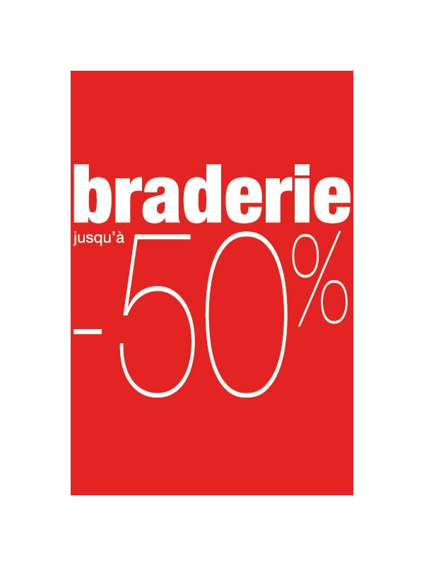 Affiche "braderie -50%" rouge