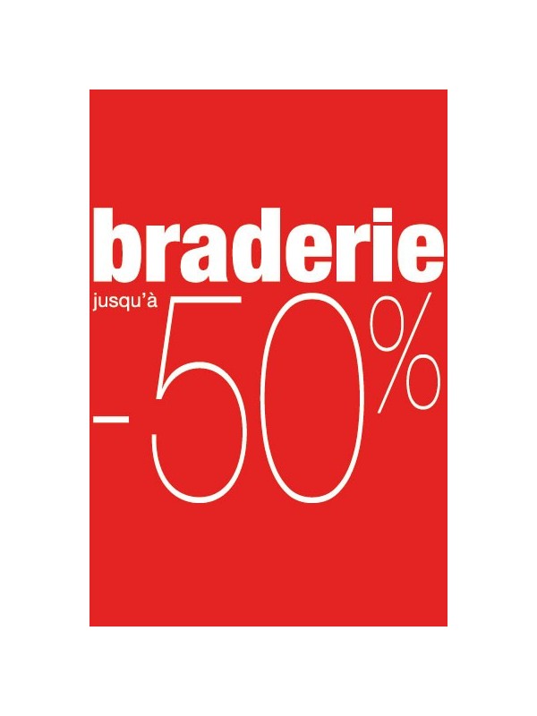 Affiche "braderie -50%" rouge