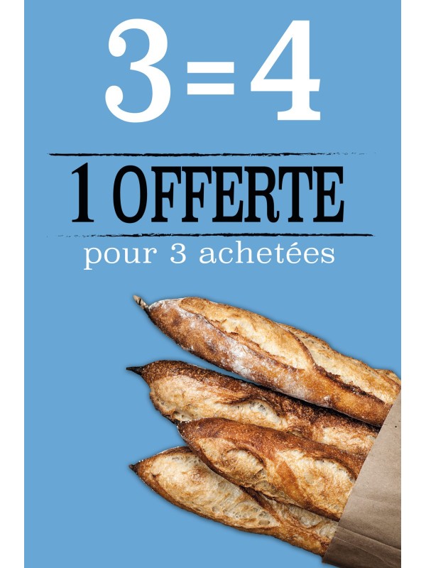 Affiche Boulangerie "4 pour 3 achetées"