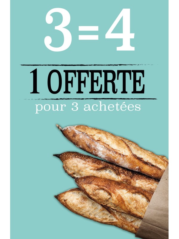 Affiche Boulangerie "4 pour 3 achetées"