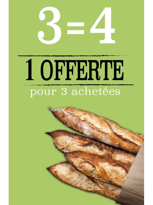 Affiche Boulangerie "4 pour 3 achetées"