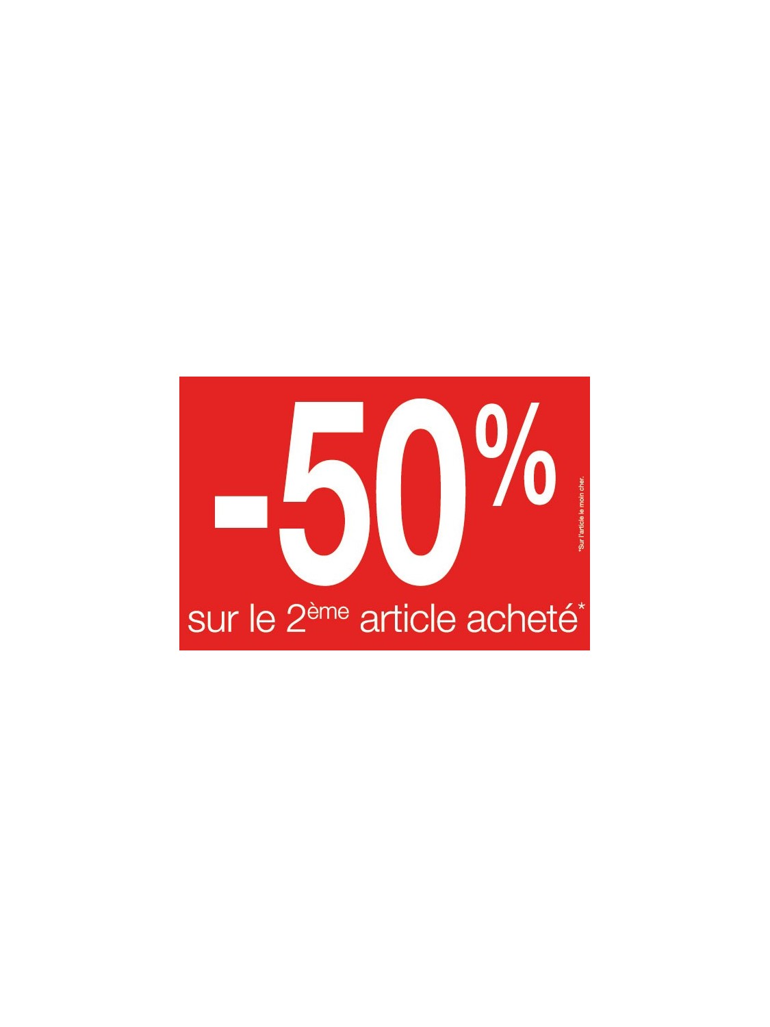 Affiche "deuxième article à -50%" rouge