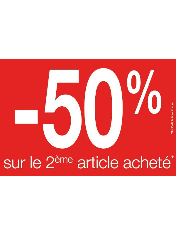 Affiche "deuxième article à -50%" rouge