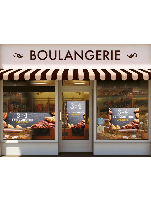 Affiche Boulangerie "3 égal 4 viennoiseries"