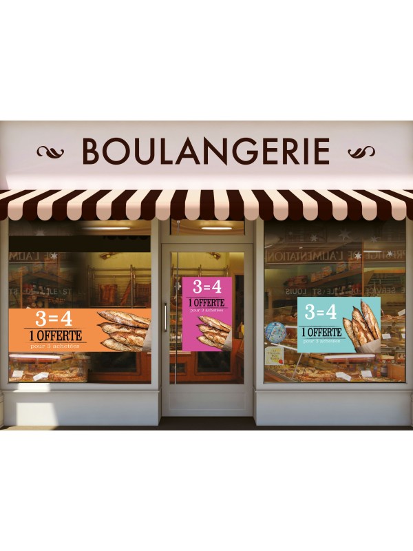 Affiche Boulangerie "4 pour 3 achetées"