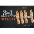 Affiche Boulangerie "3 égal 1 baguette offerte"