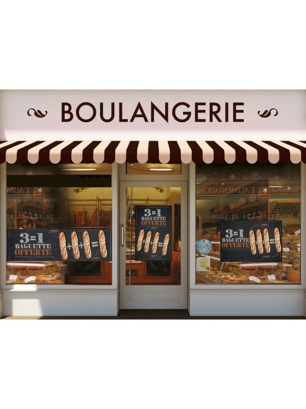 Affiche Boulangerie "3 égal 1 baguette offerte"