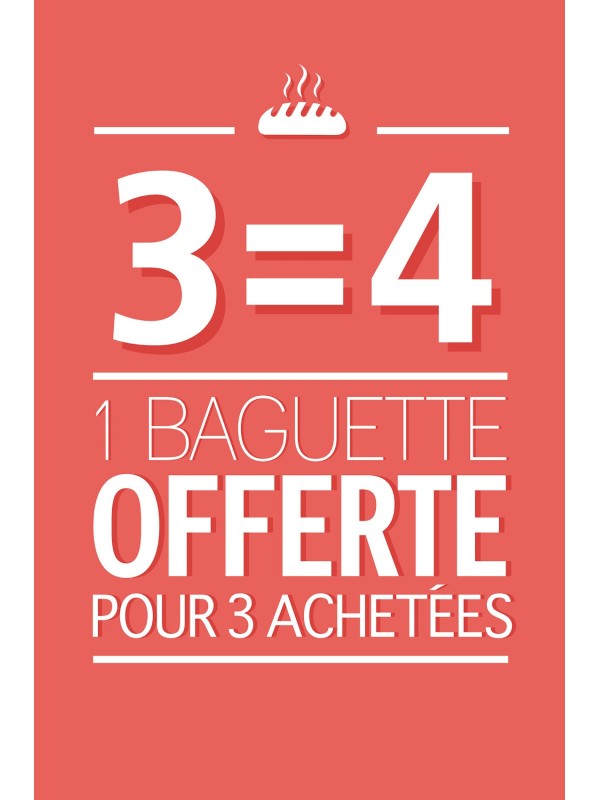 Affiche Boulangerie "3 achetées-1 offerte"