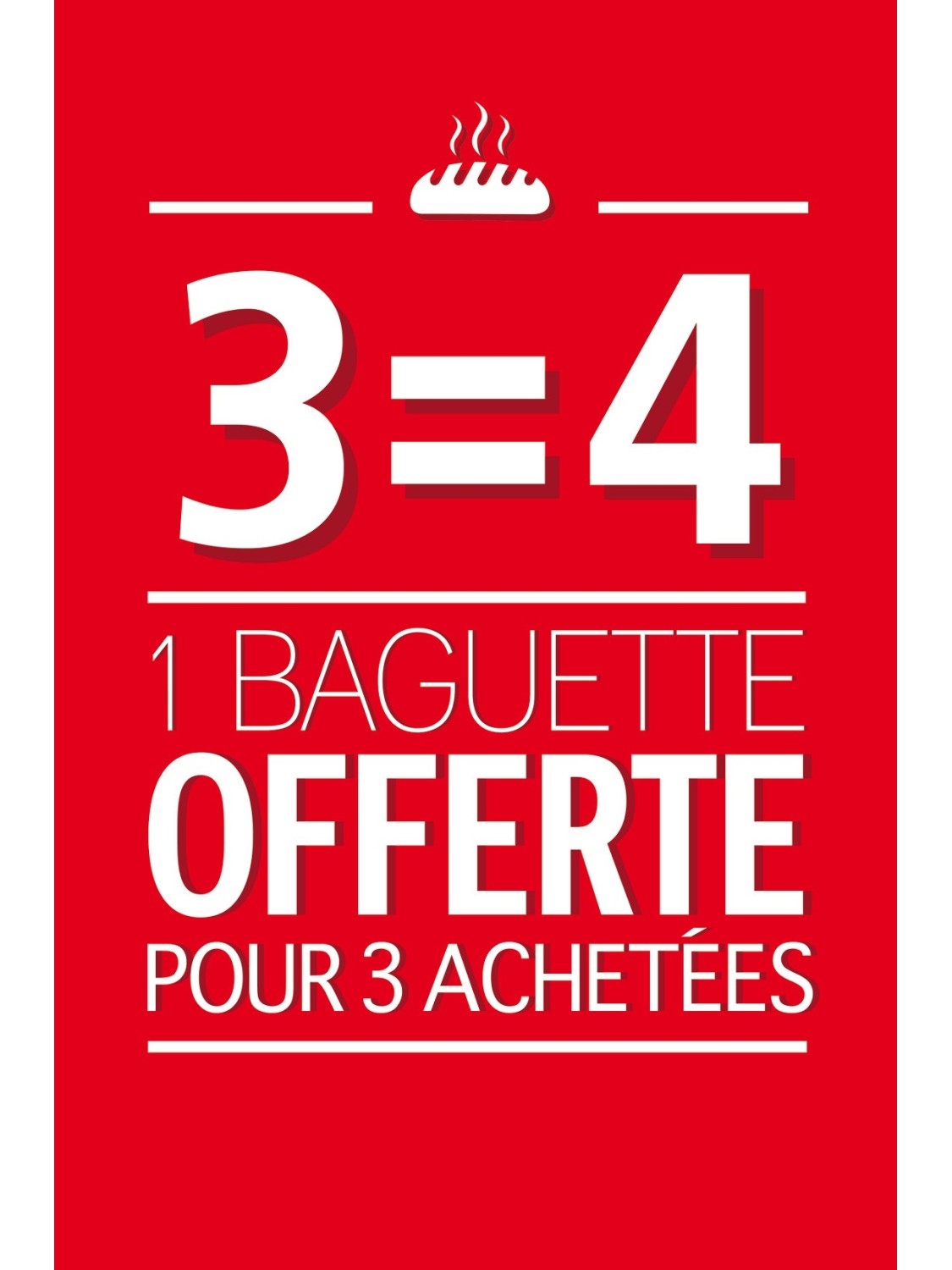 Affiche Boulangerie "3 achetées-1 offerte"