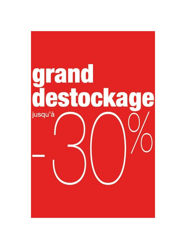 Affiche "destockage -30%" rouge