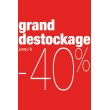 Affiche "destockage -40%" rouge