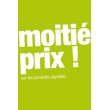 Affiche "moitié prix" verte