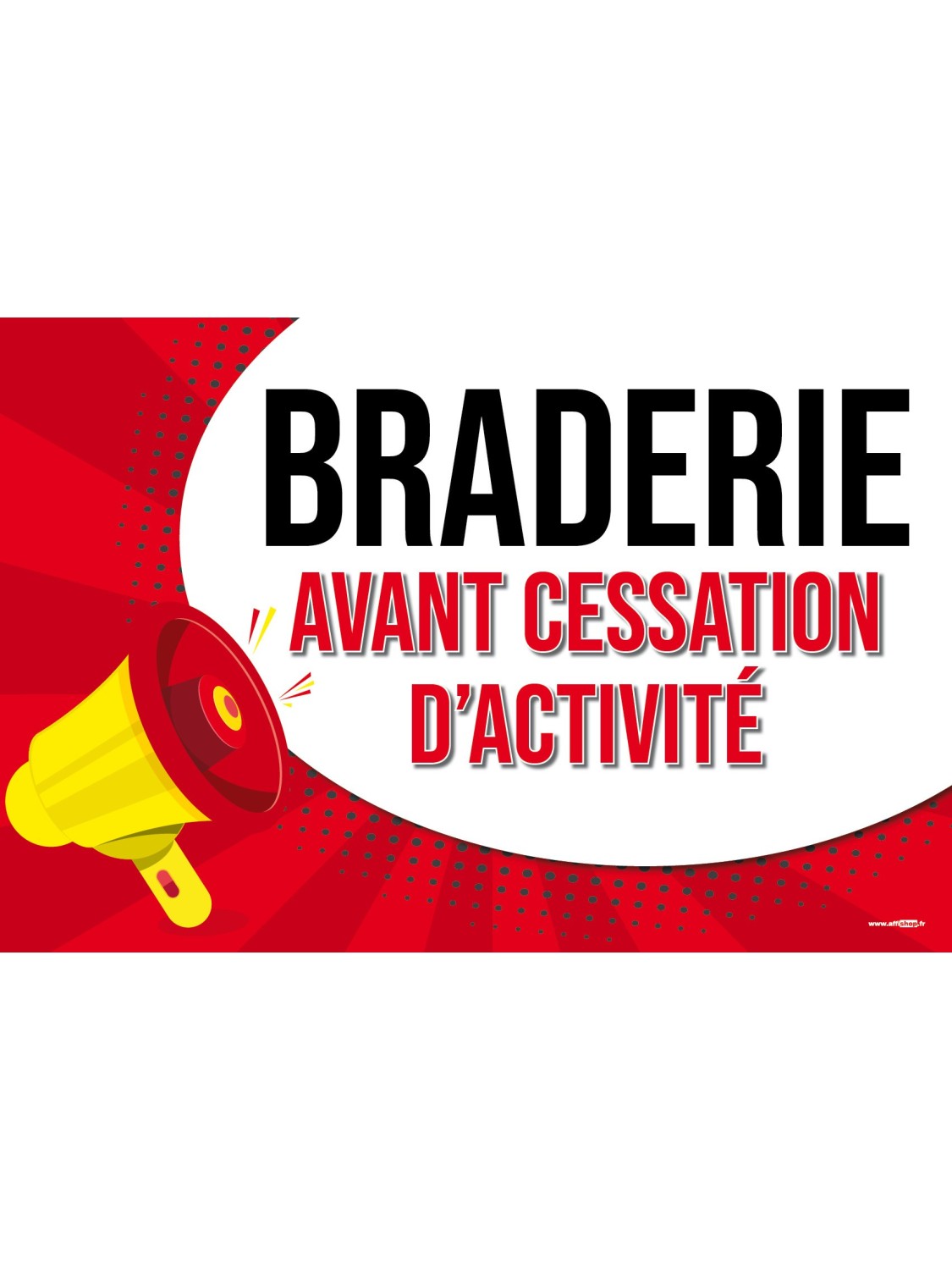 Affiche braderie avant cessation d'activité Pop Art