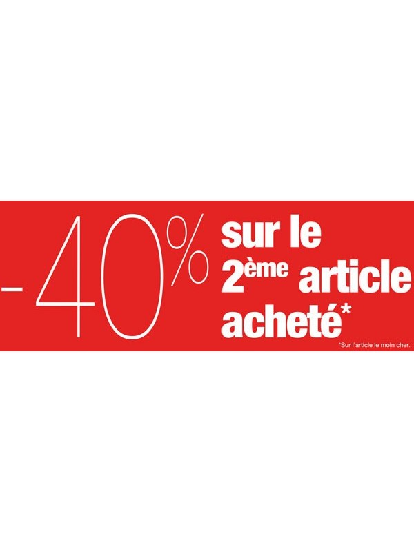 Bandeaux "-40% sur le 2ème article" rouge