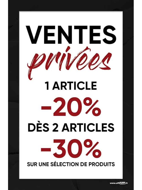 Affiche Ventes Privées % 1er et 2eme article