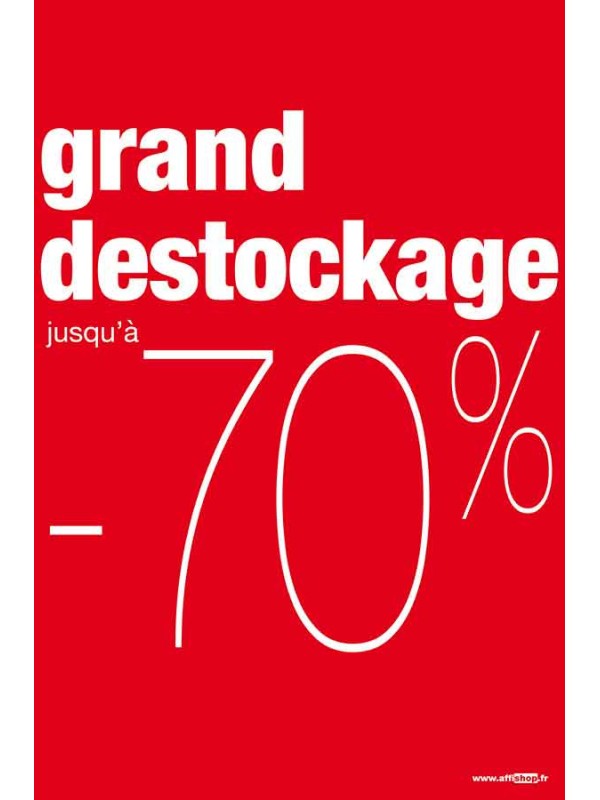 Affiche "destockage -70%" rouge