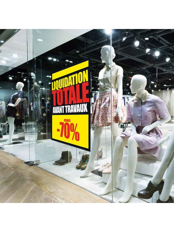 Affiche "liquidation totale avant travaux - 70%"