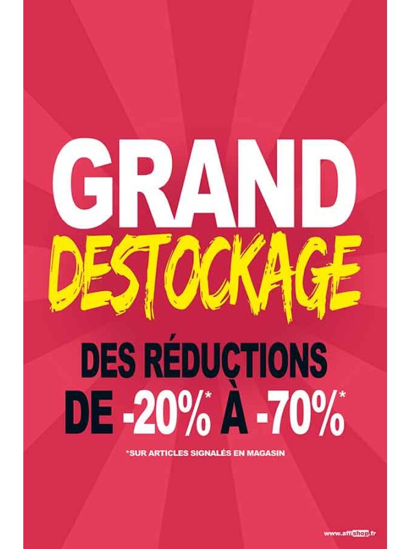 Affiche "grand destockage reductions"
