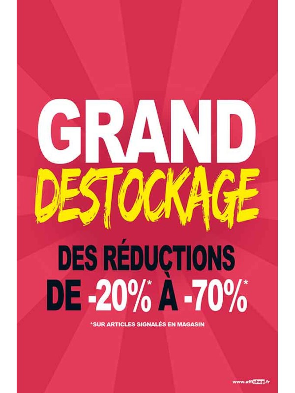 Affiche "grand destockage reductions"