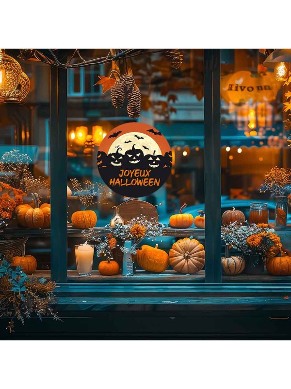Sticker Rond Halloween Citrouilles