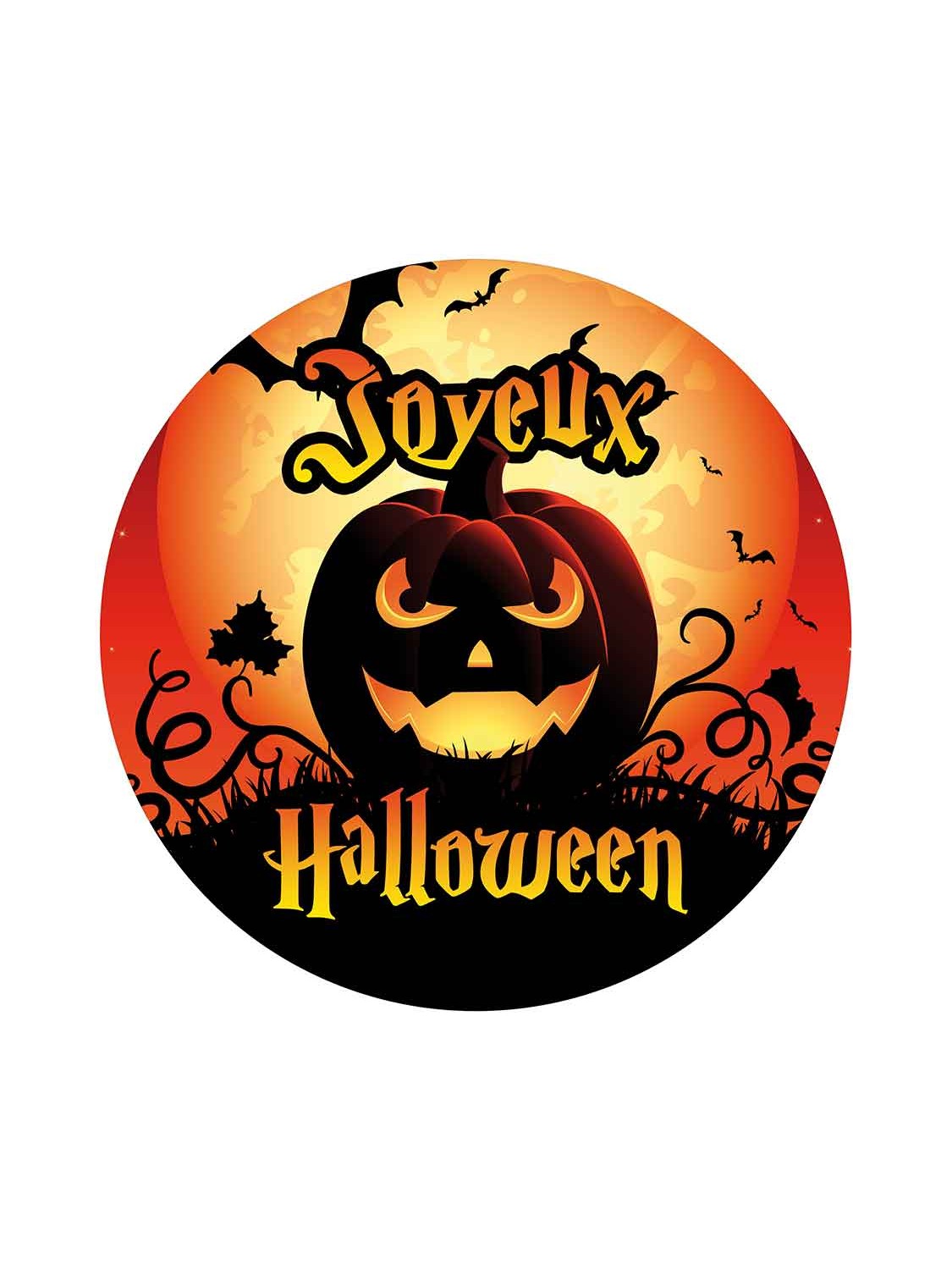 Sticker Rond Halloween Citrouille