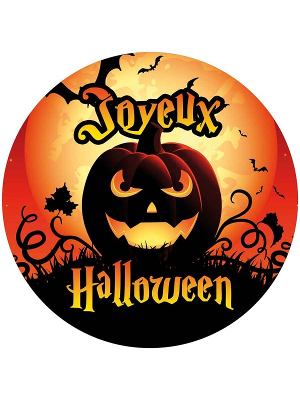 Sticker Rond Halloween Citrouille