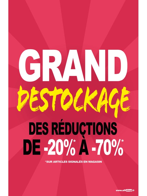 Affiche "grand destockage reductions"