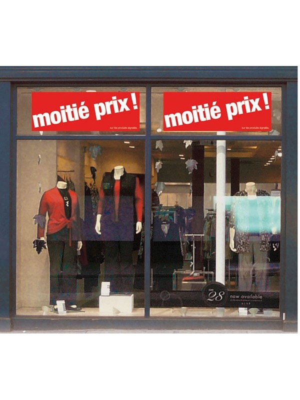 Présentation bandeaux "moitié prix !"